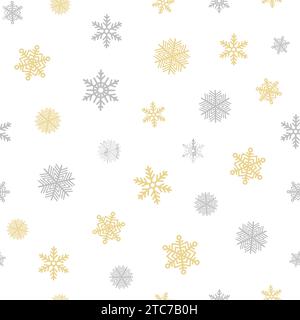 Nahtloses Weihnachtsmuster mit Schneeflocken auf weißem Hintergrund. Winterdekoration. Vektor-Illustration für ein glückliches neues Jahr. Stock Vektor