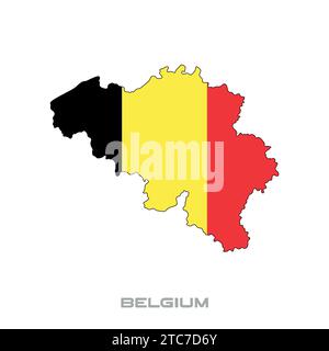 Vektorillustration der belgischen Flagge mit schwarzen Konturen auf weißem Hintergrund Stock Vektor