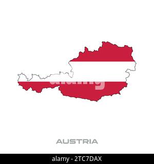 Vektorillustration der Flagge Österreichs mit schwarzen Konturen auf weißem Hintergrund Stock Vektor