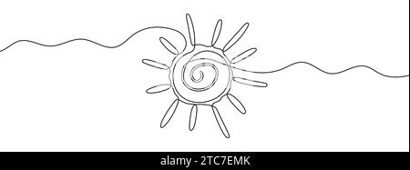 Kontinuierliche bearbeitbare Linienzeichnung der Sonne. Hintergrund einer Zeichnung mit einer Linie. Vektorabbildung. Einzeiliges Sonnensymbol Stock Vektor