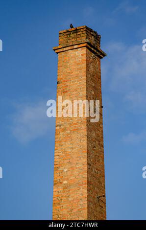 Isolierter gemauerter Kamin einer alten Industrie Stockfoto