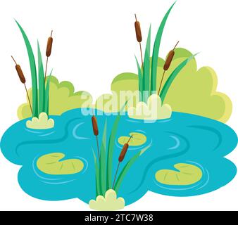 Feuchtgebiet mit Blumen Illustration Stock Vektor