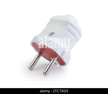 Neuer elektrischer Kunststoffstecker isoliert auf weiß. Stockfoto