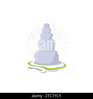 Balancing Rock Zen Stein Steine Logo Symbol Vektor Bild. Balanced Stone oder Balancing Rock Logo Vektor Illustration Design. Stock Vektor