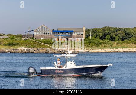 Ein Regulator-Motorboot, endlich in montauk, new york Stockfoto