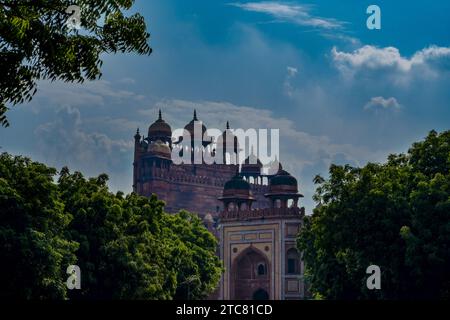 Fatehpur Sikri - eine kleine Stadt im Norden Indiens, westlich von Agra, gegründet von einem Mogul-Kaiser aus dem 16. Jahrhundert. Stockfoto