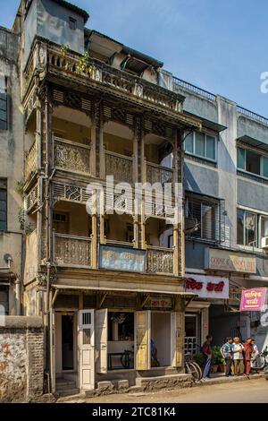 01 12 2007 Jahrtausendwende altes Haus Pune. Maharashtra.Indien Asien. Stockfoto