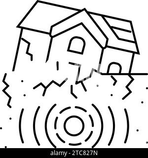 Vektordarstellung des Liniensymbols bei einem Erdbeben im Haus Stock Vektor