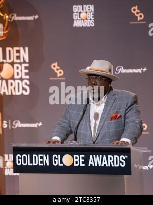 Beverly Hills, Kalifornien, USA. Dezember 2023. Cedric The Entertainer präsentiert am Montag, den 11. Dezember 2023, die 81. Jährliche Nominierung für den Golden Globe Award im Beverly Hilton in Beverly Hills, Kalifornien. Foto: Greg Grudt/UPI Credit: UPI/Alamy Live News Credit: UPI/Alamy Live News Stockfoto