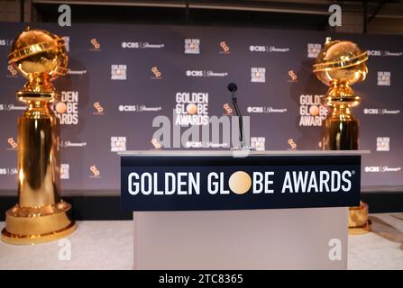 Beverly Hills, Kalifornien, USA. Dezember 2023. Ein allgemeiner Blick auf die Atmosphäre bei der Ankündigung der 81. Jährlichen Nominierungen für den Golden Globe Award im Beverly Hilton in Beverly Hills, Kalifornien am Montag, 11. Dezember 2023. Foto: Greg Grudt/UPI Credit: UPI/Alamy Live News Credit: UPI/Alamy Live News Stockfoto