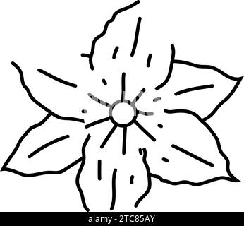 darstellung des clematis-Blütensymbol mit Federlinie Stock Vektor