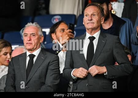 Reinhold LUNOW und Hans-Joachim WATZKE während des Fußballspiels der Gruppe F zwischen Paris Saint Germain und Borussia Dortmund am 19. September 2023 im Parc des Princes Stadion in Paris, Frankreich - Foto Matthieu Mirville / DPPI Stockfoto