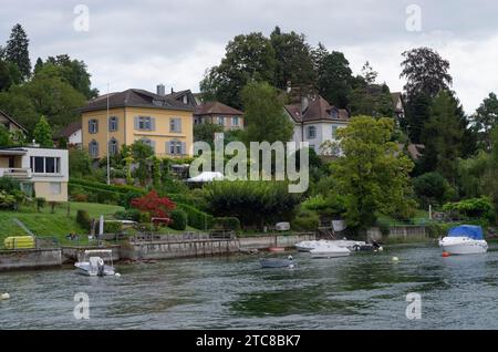 Villen am Bodensee bei Stein am Rhein, Bodensee, Kanton, Schaffhausen, Grenzdreieck, Schweiz, Baden-Württemberg, Deutschland Stockfoto