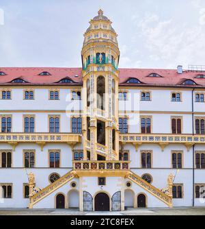 Großer Wendelstein im Schloss Hartenfels in Torgau Stockfoto