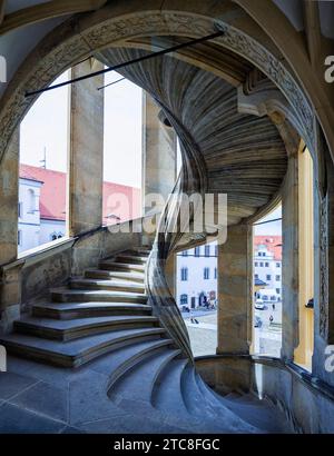 Großer Wendelstein im Schloss Hartenfels in Torgau Stockfoto