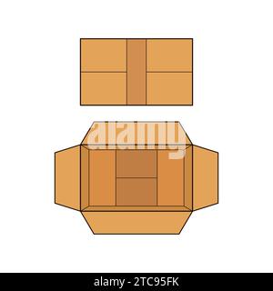 Pappkarton geschlossen und geöffnet Vektor-Illustration Symbol Paket bestellen Stock Vektor