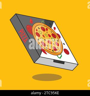 Köstliche Pizza Box Bestellung Illustration Vektor Stock Vektor