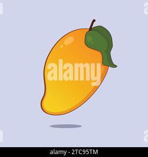 Frische Mango Illustration Vektor Frucht Icon Mango mit Blatt Stock Vektor