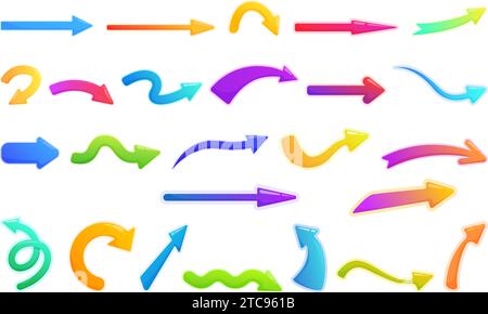 Gerade lange Pfeilsymbole setzen Cartoonvektor. Waagerechter Stift dick. Einfache Lage Stock Vektor
