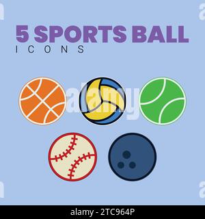 Sets von Sportbälle Icons Vektor Stock Vektor