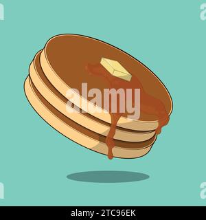 Stacks von leckeren Pancakes mit Sirup Illustration Vektor Stock Vektor