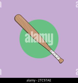 Flache Baseball Fledermaus Illustration Vektor-Symbol Sport kämpfendes Objekt Stock Vektor