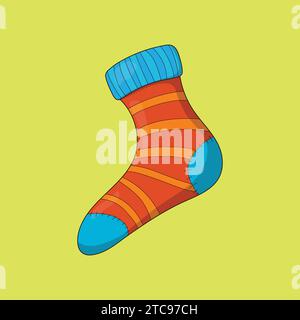 Flache warme kalte Winter gestreifte Socken Illustration Icon Vektornähte Stock Vektor