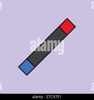 Flach Rot Blau Nord Süd Magnet Symbol Illustration Vektor Stock Vektor