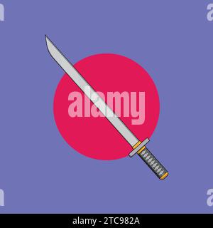 Scharfe Japanische Katana Illustration Vektor Icon Krieg Stock Vektor