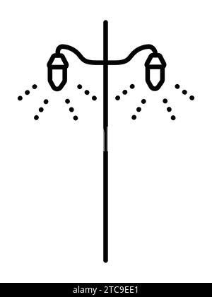 Double street lamp light, monochrome vector black line icon of a simple retro lantern Stock Vektor