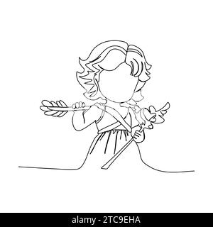 Niedlicher Cupid, einzeilige Zeichnung Vektor-Illustration. Stock Vektor