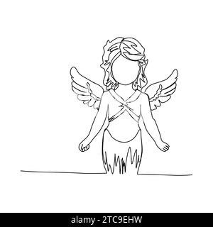 Niedlicher Cupid, einzeilige Zeichnung Vektor-Illustration. Stock Vektor