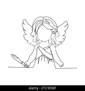 Niedlicher Cupid, einzeilige Zeichnung Vektor-Illustration. Stock Vektor