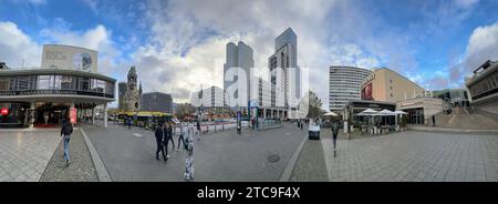 24.11.2023, Berlin, DE - Stadtpanorama mit Bikini Berlin, Kaiser-Wilhelm-Gedaechtniskirche, Upper West, Zoofenster und Zoopalast von links. 360 Grad, Architektur, aussen, Aussenansicht, Aussenaufnahme, Baukunst, Baustil, Bauweise, Bauwerk, Berlin, Bikini Berlin, Breitscheidplatz, Budapester Straße, Bürohaeuser, Bürohochhaeuser, City, City West, City-West, deutsch, Deutschland, Einkaufscenter, Einkaufspassage, Europa, europaeisch, Filmtheater, Gebaeude, Gedaechtniskirche, Gesellschaft, Haeuser, Hardenbergstraße, Herbst, Hochhaeuser, Hotel, Hotelgebaeude, Hotellerie, Innenstadt, Jahreszeit, Stockfoto