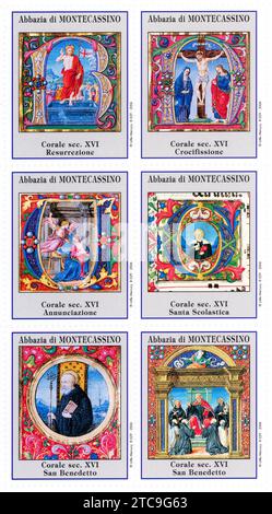 Briefmarken der Abtei von Montecassino. Chor aus dem 16. Jahrhundert. Stockfoto
