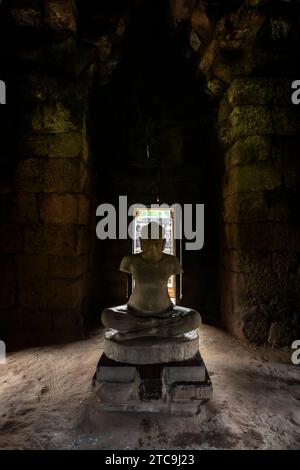 Phimai Historical Park, alter Khmer-Tempel, Statue von Jayavarman VII, Nakhon Ratchasima, Isan, Thailand, Südostasien, Asien Stockfoto