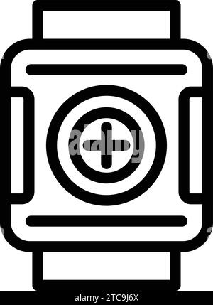 Umrissvektor des Symbols der Smart Sportuhr. Verfolgen von Fitnessaktivitäten. Schrittzähler Stock Vektor