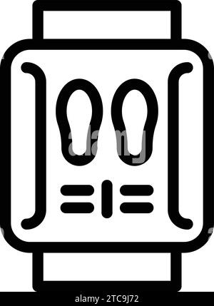 Gehen Uhr Zähler Symbol Umrissvektor. Stufenverfolgungsband. Intelligentes Handgelenk für Schrittzähler Stock Vektor