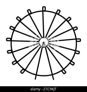 Atemberaubendes Riesenrad, monochrome Vektor-schwarze Linie Symbol einer traditionellen Stadtattraktion Stock Vektor
