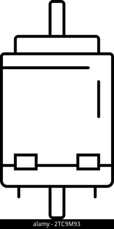 Vektordarstellung des Liniensymbols für elektronische Komponenten des gleichstrommotors Stock Vektor