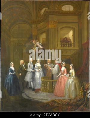 Hochzeit von Stephen Beckingham und Mary Cox, 1729 von William Hogarth. Stockfoto