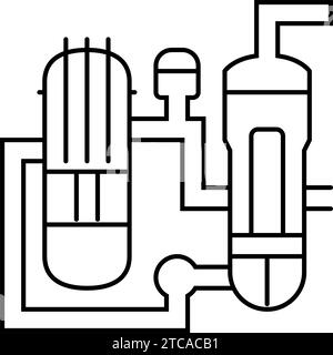 Vektordarstellung des Symbols der Kernenergielinie des Druckwasserreaktors Stock Vektor