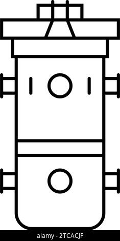 Vektordarstellung des Symbols der Kernenergielinie des Reaktorbehälters Stock Vektor