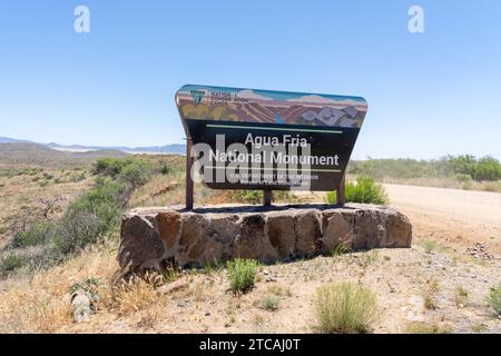 Das Eingangsschild für das Agua Fria National Monument in Arizona, USA Stockfoto