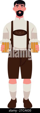 deutschland Mann in Lederhosen isoliert Stock Vektor