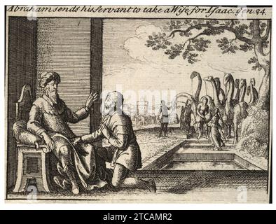 Wenceslas Hollar – Abrahams Diener am Brunnen Nahor (Staat 3). Stockfoto