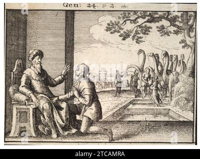 Wenceslas Hollar – Abrahams Diener am Brunnen Nahor (Staat 1). Stockfoto