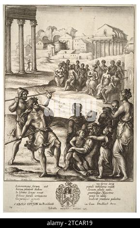 Wenceslas Hollar - Javelin werfen (Bundesstaat 5). Stockfoto