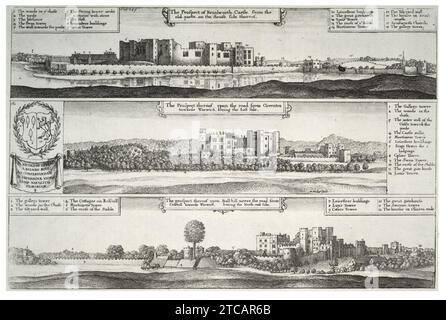 Wenceslas Hollar - Kenilworth Castle. Drei Ansichten (Status 3). Stockfoto