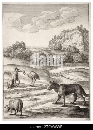 Wenzel Hollar - der Wolf, das Lamm und der Kran 2. Stockfoto